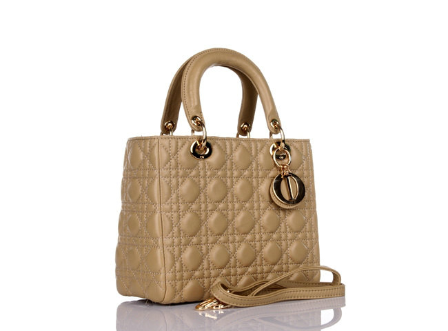lady dior lambskin leather bag 6322 apricot with gold hardware - Click Image to Close